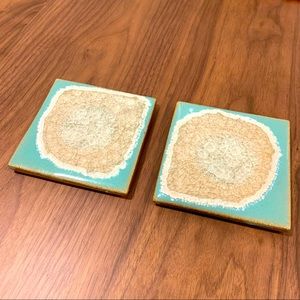Anthropologie coaster set - turquoise glass